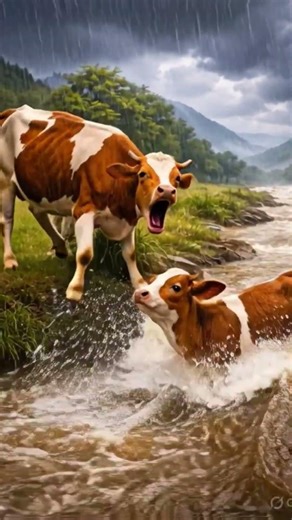 Brave Dog Saves Calf From Flood | Emotional Animal Rescue Story 🐶🐄 #fyy #bolywood #shorts #tmkoc