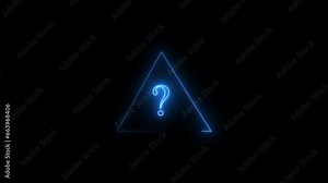 Neon question mark sing icon animation . triangle rotated question animated . Stock Video