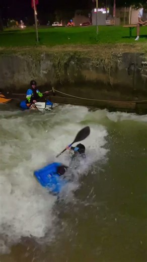 Night freestyle kayak session pogo loop and wave tricks