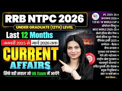 RRB NTPC Current Affairs 2026 | RRB NTPC Last 12 Month Current Affairs 2026 | NTPC Current Affairs