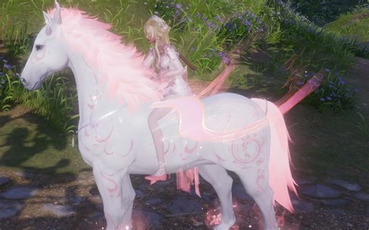 剑网3/剑三 粉马配马具--络神骏·胭扣+桃夭马饰--实装