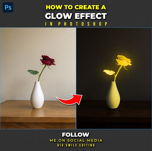 🌹How to create glow effect or glow object in adobe photoshop #bigsmileediting | Big Smile Editing
