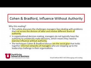 Cohen Bradford Influence