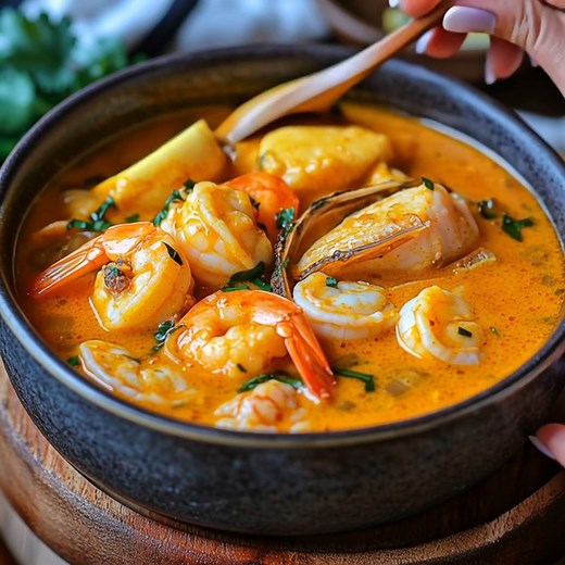 Soupe au curry de poisson et fruits de mer Ingrédients 👉 | Recette Famille
