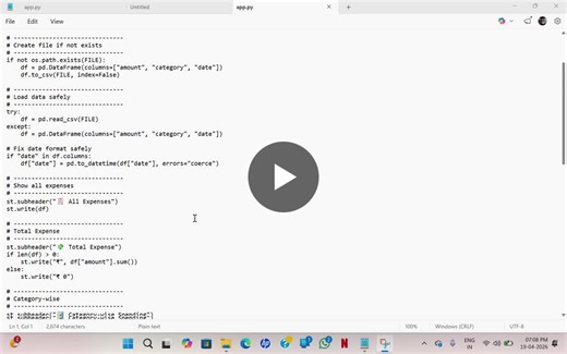 #datascience #python #streamlit #expensetracker #studentproject #learningjourney | Likhitha Reddy Yatham