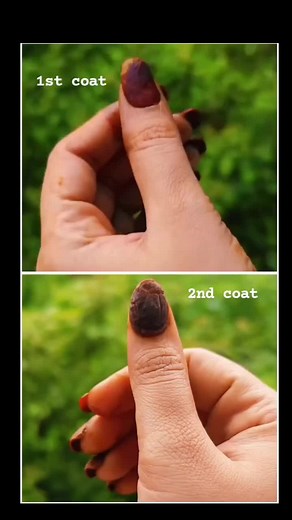 Nail Painting Process: 1st and 2nd Coat Application
