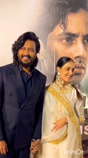 #riteshdeshmukh with wife Together At #dharmendra #ikkis movie screening 🙂#ytshorts #shorts