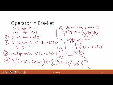 Lecture 6, Ch7,8 Operators, Matrices, Adjoint, Hermitian Matrices, Braket Equations for Operators