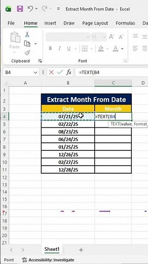 How to Extract Month from Date in Excel | Month Name & Month Number