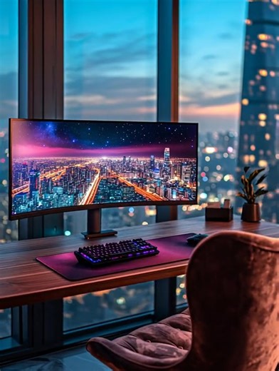 An ultra-wide monitor instantly transforms any home office setup into a space that feels both highly productive and visually striking. Paired with a clean wooden desk, a comfortable chair, and a well-chosen desk mat, this setup feels intentional, modern, and elevated. The desk mat anchors the workspace, adds comfort, protects the surface, and completes the look—one of those small details that makes a big difference. Ultra-wide monitors aren’t just about screen space; they create a seamless workf
