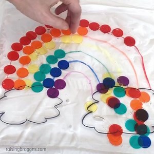 378K views · 563 reactions | RAINBOW SENSORY BAG  ages 2+  Here’s a fun sensory activity to improve color recognition, pattern recognition and fine motor skills! Full details >> https://www.raisingdragons.com/rainbow-sensory-bag/ Get the colorful counters here (aff link) >> https://amzn.to/2u2nBpo | Raising Dragons - Activities For Kids | Facebook