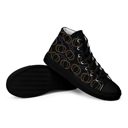 Neon Bats & Pumpkins Men’s High Top Shoes | Spooky Gothic Sneakers | Halloween - Etsy