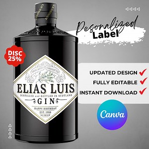 Printable Gin Label, Editable Template, Personalized Gift (digital Download) - Etsy