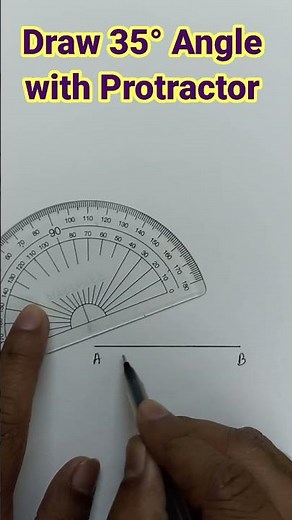 Construct 35° angle with protractor #35degreeangle #youtubeshorts #ytshorts #ytshort