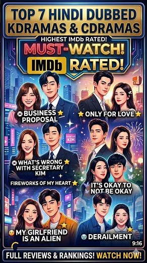 Top 7 IMDb Highest Rated Korean & Chinese Dramas Hindi Dubbed PART 2 Must Watch#kdrama#cdrama#shorts