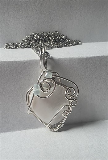 Wire Wrapped Pearl Shell Heart Necklace | Aquamarine Beaded Pendant | Handmade Silver | Beach Boho Gift | Ocean Love | Romantic Coastal - Etsy