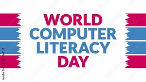 World Computer Literacy Day In and Out text from split line animation on a White background. Which is observed every year in December to celebrate World Computer Literacy Day.