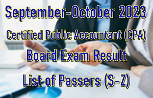 CPA Board Exam Result September-October 2023 – List of Passers (S-Z)| PhilNews