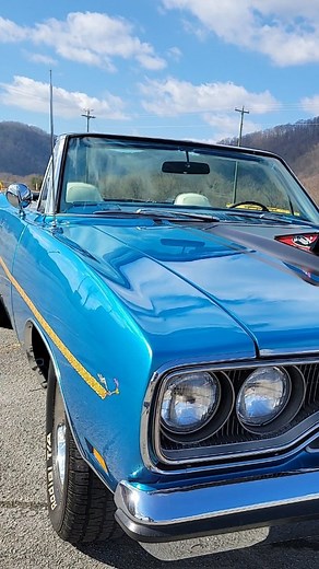 What year is this gorgeous convertible Plymouth Roadrunner? Muscle in the Mountains 2023 Muscle Car calendar and our magazine are available at the link in our profile. Please subscribe to our YouTube channel. Follow our friends at @mopar.legends @lawless_motorsports_tn @firebirds_and_camaros_hub @thedailymisfire @carolinapushrodz @tap_photo_nc #tapphoto #tapphotography #muscleinthemountains #classiccars #America #mopar #plymouth #chevy #ford #musclecar #classic #hotrod #mountains #carsofinstagra