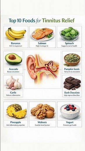 Top 10 Foods That May Stop Ear Ringing Naturally! #tinnitusrelief #healthtips
