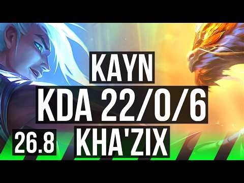KAYN vs KHA'ZIX (JGL) | Perfect KDA: 22/0/6 | EUW Master | 26.8