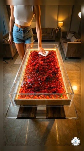 She Turned a Table Into a Sea of Red Roses! 🌹 Luxury Epoxy Transformation #modernhouse