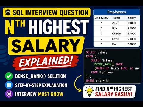 Nth Highest Salary SQL Interview Question (DENSE_RANK Explained Clearly)