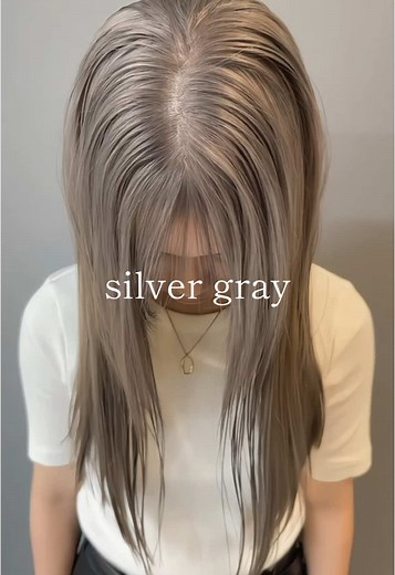 silver gray🩶 #ハイトーン #ブリーチカラー #透明感カラー #初カラー #ブリーチ #グレージュ