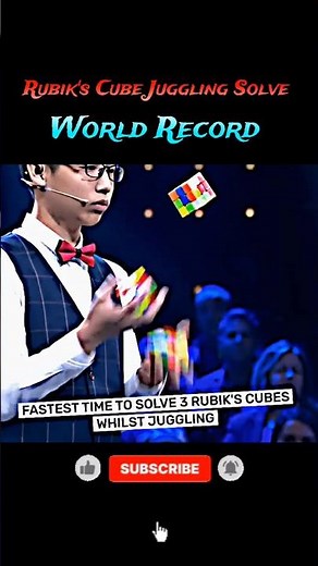 QUE JIANYU (CHINA)🔥FASTEST 3 CUBE JUGGLING SOLVE ⏱️ 5:02.43 😱| WORLD RECORD 🤯 #rubikscube #juggling