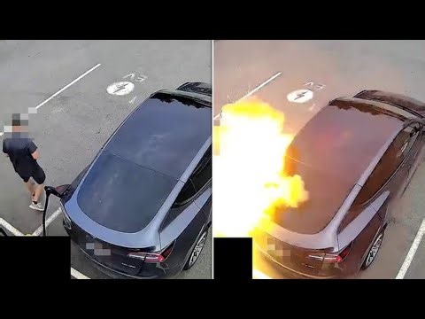 Tesla Charger Blast: Shocking Explosion in Canada Caught on Camera!