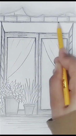 beautiful window sketching #artandcraft #artscraft #naturelovers #drawing #sketchful