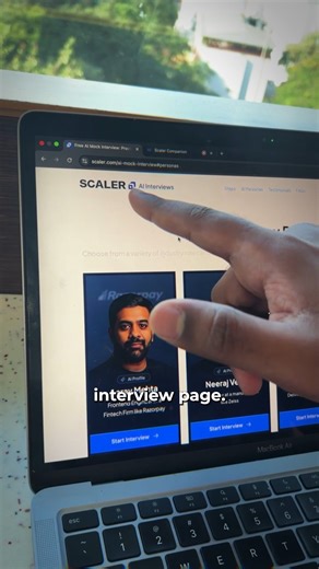 SCALER on Instagram: "“Am I ready for this interview?” 😰 Scaler learners never have to wonder. With unlimited AI mock interviews built by Scaler, you test yourself after every module, practice role-specific simulations, and polish your skills till you’re interview-proof. Real prep. Real confidence. Real results. Comment "Mock" below if you want the link for this tool. #SCALER #MockInterviews #interviewpreparation #JobSearch"