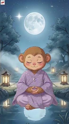 Nyra’s Moonlight Meditation 🌙 Quiet Awareness #monkey #mindfullnesspractice #animation