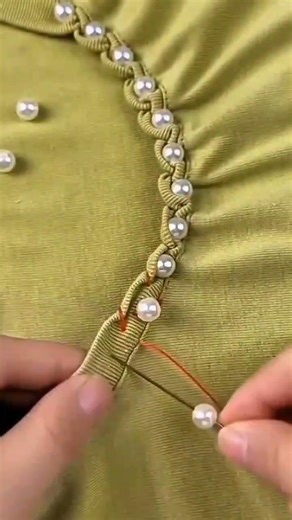 the process of sewing beads by hand #shorts