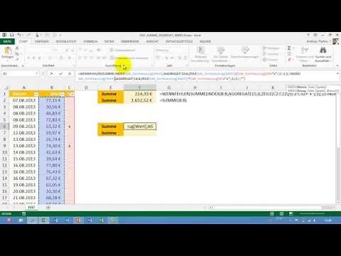 Excel # 361 - SUMME über ausgewählten Bereich - AGGREGAT und INDEX