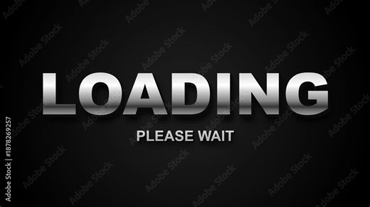 Cinematic Metallic Loading And Please Wait Text Animation 4K Seamless Loop