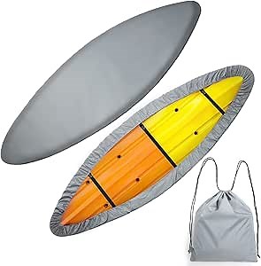 Waterproof Kayak Canoe Cover，8.8-10.2ft Storage Dust Kayak Cover UV Protection Sunblock Shield for Fishing Boat/Kayak/Canoe