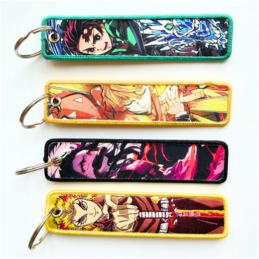 Anime Embroidered Keychain, Double Sided Anime Jet Tag - Etsy