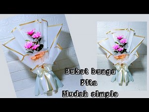 DIY | cara membuat buket bunga dari pita kertas | buket bunga wisuda
