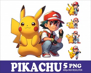 Pikachu Watercolor PNG Design: Sublimation Graphics (5 PNG Files) - Etsy