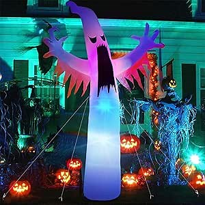 Beinhome Halloween Inflatable Ghost, 12 FT Giant Scary Ghost Inflatable with Flash LEDs Blow Up Inflatables for Halloween Party Outdoor, Yard Decorations, Garden, Lawn Halloween Decors