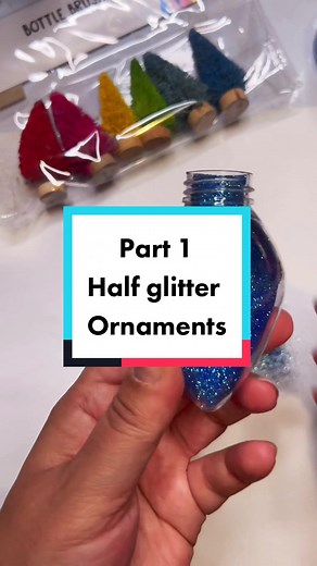 Part 1 of glittering half of my Christmas light bulb ornaments #craftingtutorials #christmascrafts #glitterornaments #ornamentmagic #customornaments