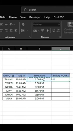 How to calculate total hours | Hour calculation in excel | #shorts #shortsvideo