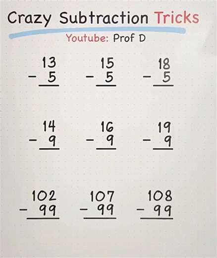 Crazy Subtraction Tricks in 3 minutes! 😅 #MathHacks #MathTricks | Prof D