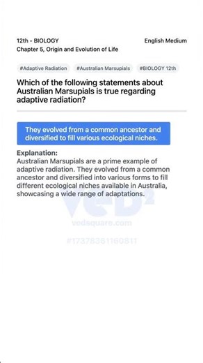 Adaptive Radiation in Australian Marsupials BIOLOGY 12th
