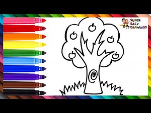 Drawing And Coloring A Tree 🌳🍃🍎 Drawings For Kids