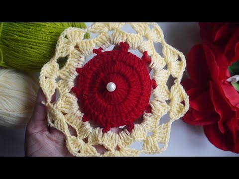 🌸Easy Crochet Coaster Tutorial | Beautiful Two-Color Flower Motif 🌸