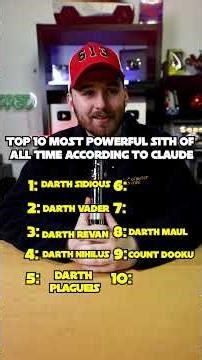 Guess the top 10 most powerful Sith according to Claude