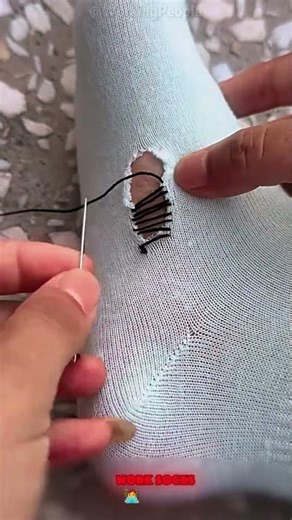 Invisible - needle method for mending work socks 👐🧵🧦