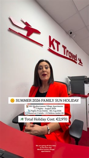 🌞 SUMMER 2026 FAMILY SUN HOLIDAY – COSTA DORADA 🌞 📍 Salou, Spain 🏨 H10 Mediterranean Village Apartments 🗓 7 Nights – August 2026 ✈ Flights Included Outbound: Sat 8 Aug 2026 Dublin ✈ Reus 15:35 – 19:05 Return: Sat 15 Aug 2026 Reus ✈ Dublin 22:25 – 23:59 👨‍👩‍👧‍👦 Based on 2 Adults 2 Children (under 12) ✨ What’s Included: ✔ 1 Bedroom Apartment with Balcony ✔ Self-Catering ✔ Standard Seats x4 ✔ 20kg Checked Luggage x4 ✔ Coach Transfers Included 💶 Total Holiday Cost: €2,970 💳 Easy Payment P